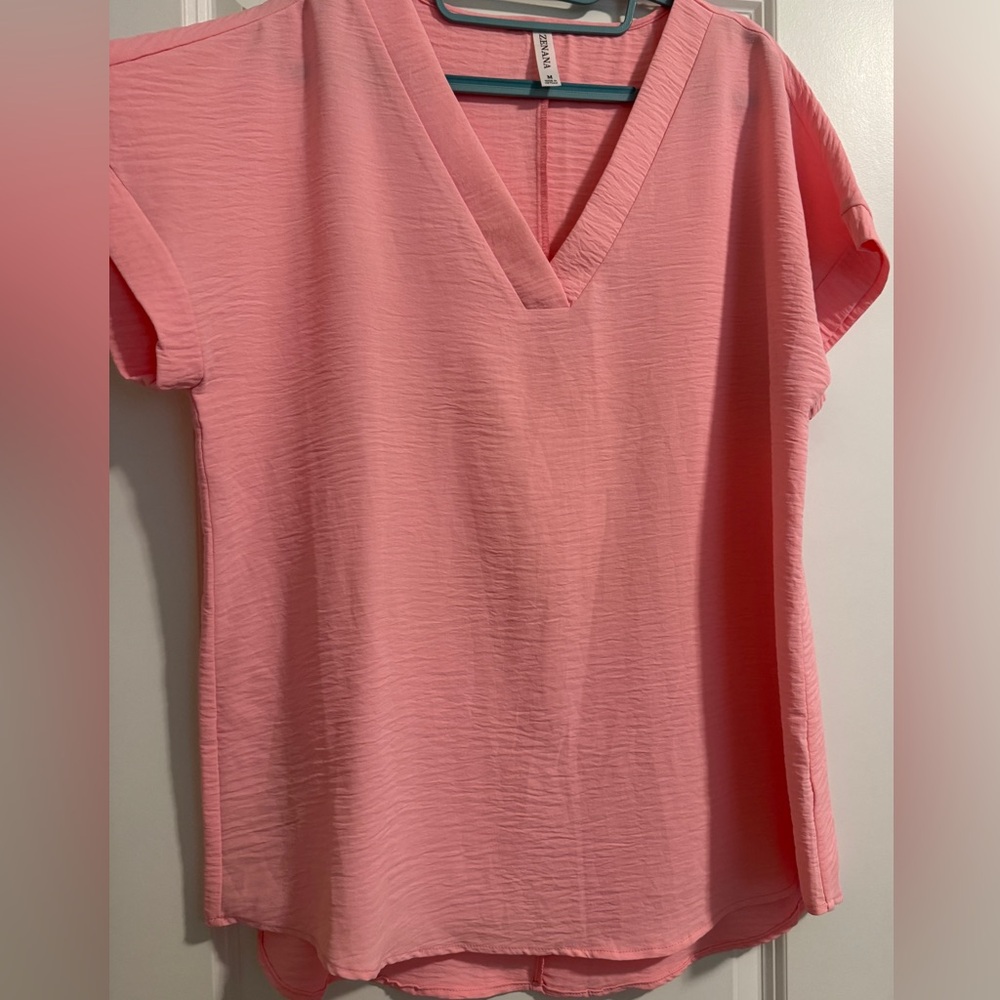 Pink V-Neck Women's Top